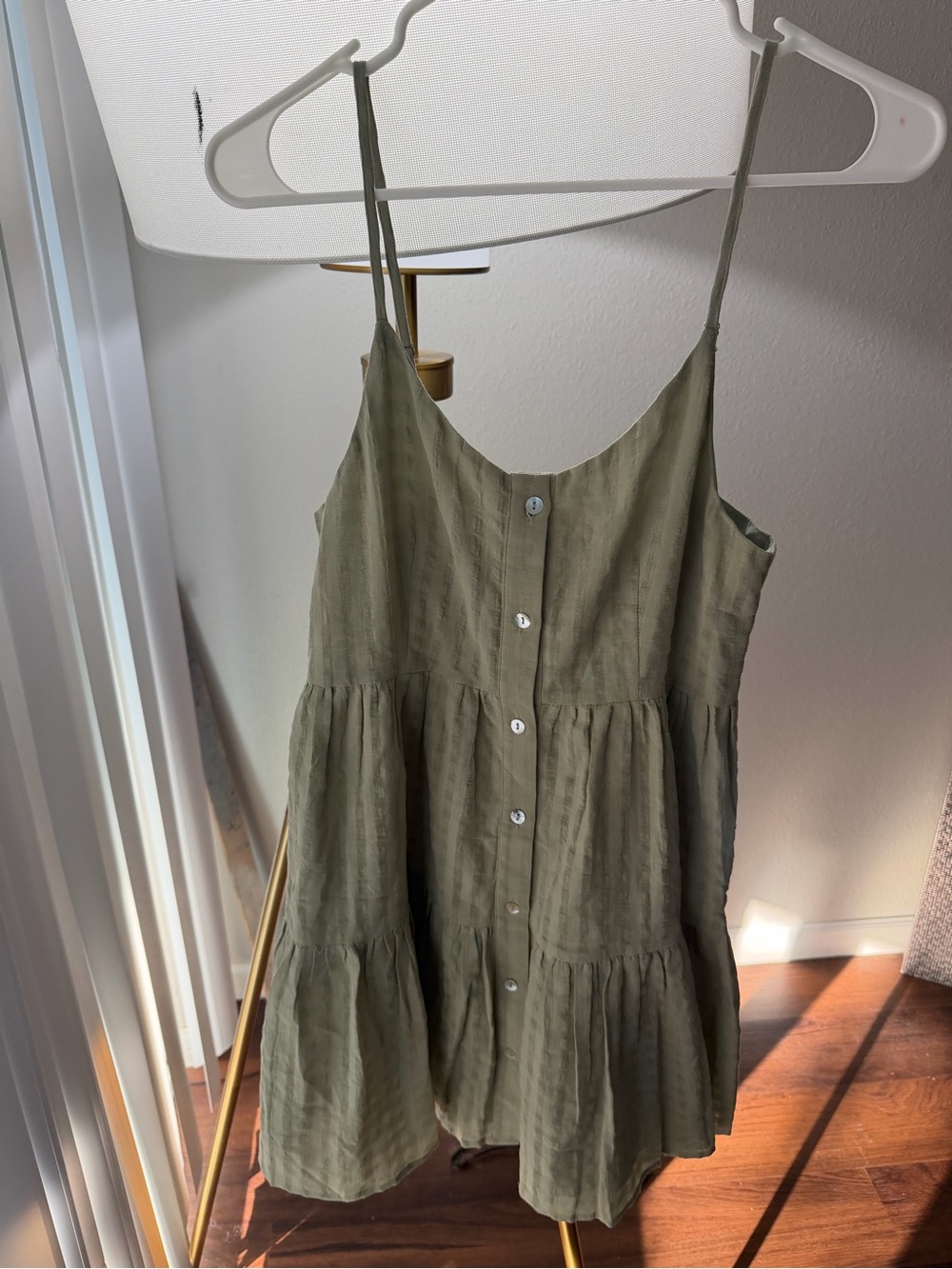 Blue B Olive Green Tiered Button-Front Sundress